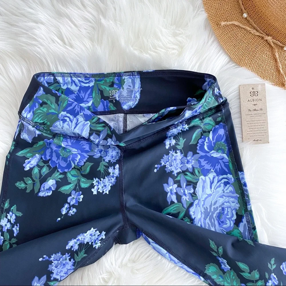 Albion Fit Antiqua Flora Leggings Blue Navy Green Full Length